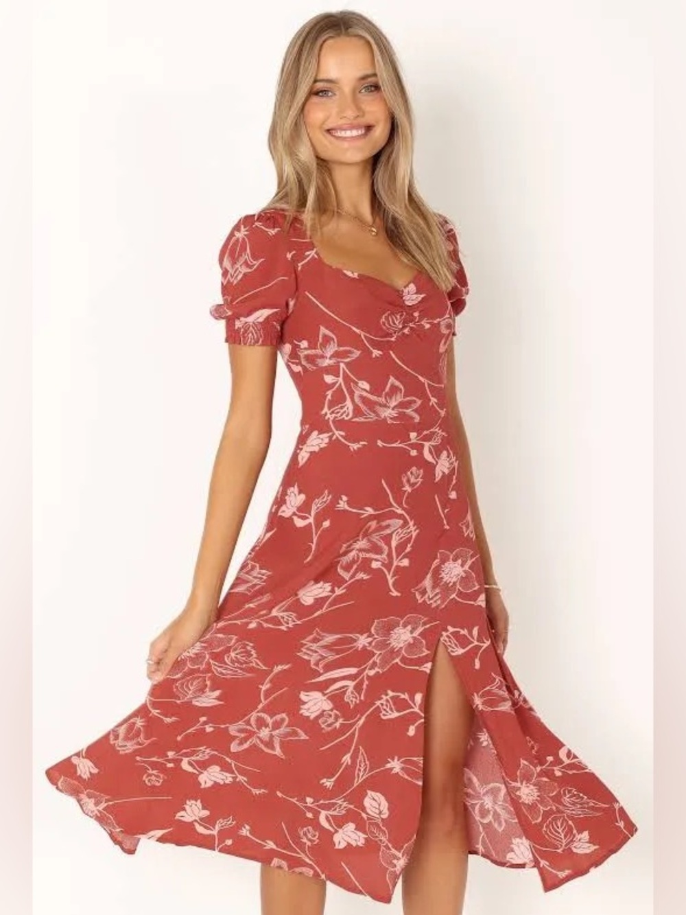 Petal & Pup Franklin Floral Puff Sleeve Midi Dress